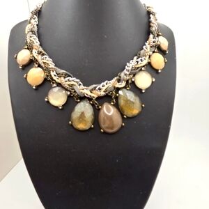 Beautiful Ann Taylor Loft Uniquely Braided Gemstone Necklace 18”